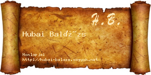 Hubai Balázs névjegykártya
