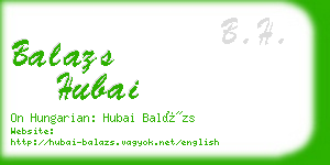 balazs hubai business card